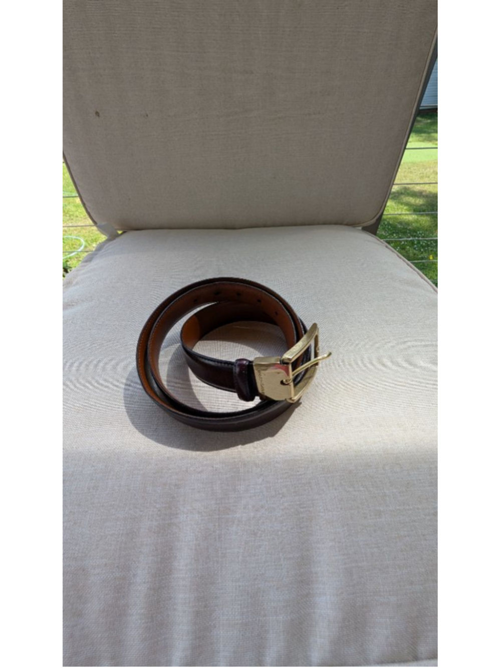 Men's Johnston & Murphy Brown Leather Gold Buckle Belt
